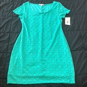 Isaac Mizrhahi Turquoise Lace Dress NWT Large